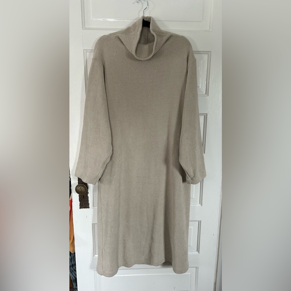 Free People Beach Blanca Maxi Dress Women's Tan Mock Cowl Slouchy Oversized. Med